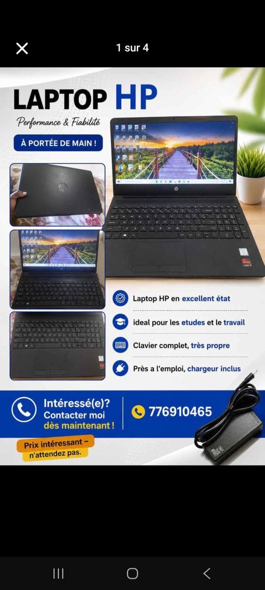 Ordinateur portable HP 4 Go RAM 1 To - petites annonces au Sénégal