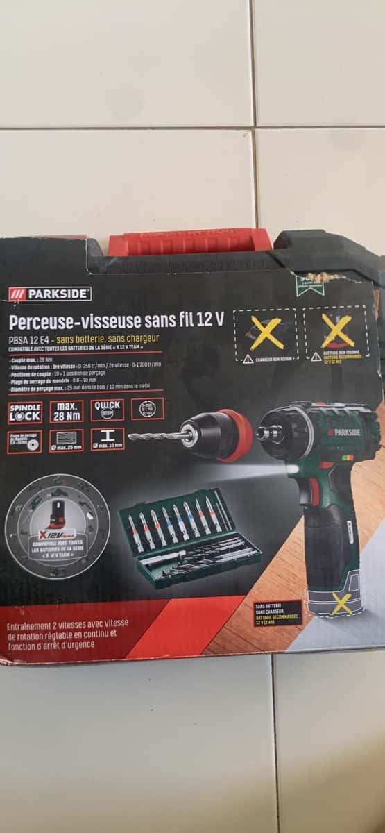 Perceuse-visseuse Sans Fil Parkside 12V - Kit Complet (État Neuf)